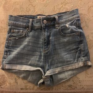 High waisted jean shorts
